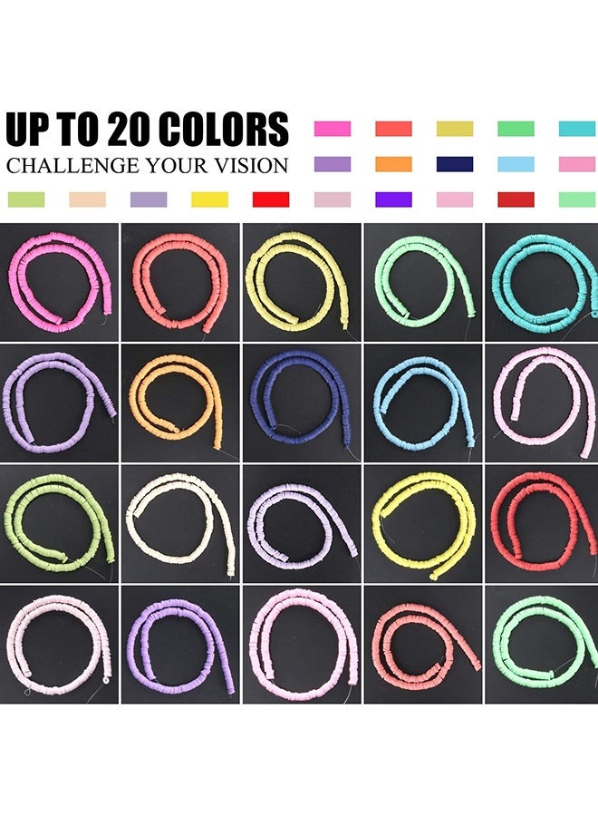 20 لون 6 ملم مخزون حبة الخرز الفخارية لينة، حزمة صنع العملية، حزمة عملية صنع المجوهرات، حبات الفخارية لينة مستديرة مسطحة، DIY الإمدادات الحرفية - Image 2